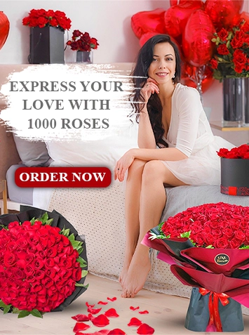 1000 Red Roses and Balloons