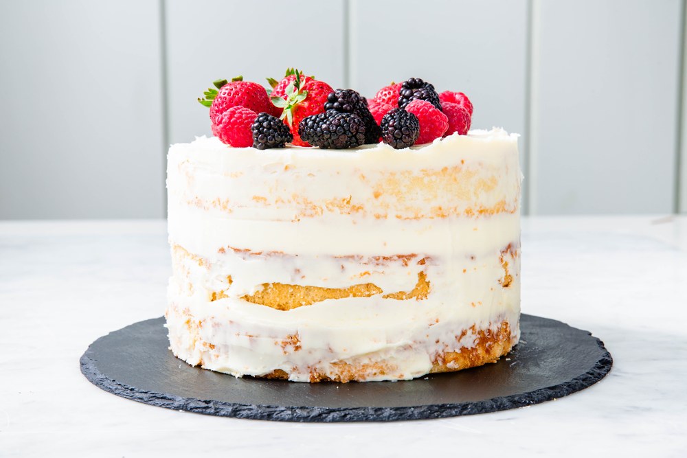 Naked Cake With Strawberry Topping 