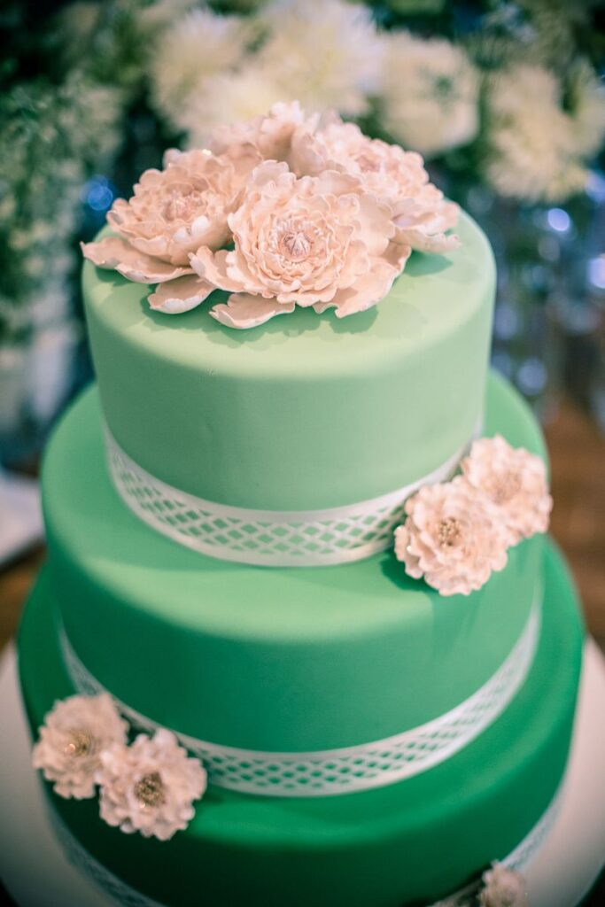 Green & Pink Edible Flower Cake
