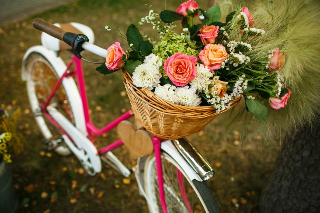 Wedding Flowers Basket on a Bicycle
